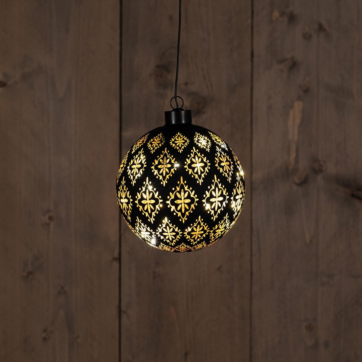 ΜΠΑΛΑ ΓΥΑΛΙ BAROQUE ΜΑΥΡΟ/ΧΡΥΣΟ 12CM 10LED ΘΕΡΜΟ ΛΕΥΚΟ / ΧΡΥΣΟ ΕΣΩΤΕΡ / 2XAAA ΜΠΑΤΑΡΙΑ