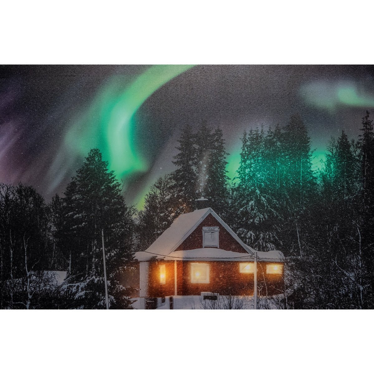 ΠΙΝΑΚΑΣ LED "RED HOUSE / NORTHERN LIGHT MOVING" INDOOR CANVAS 38X58X2,5CM 4LED ΜΠΑΤΑΡΙΑΣ 2AA