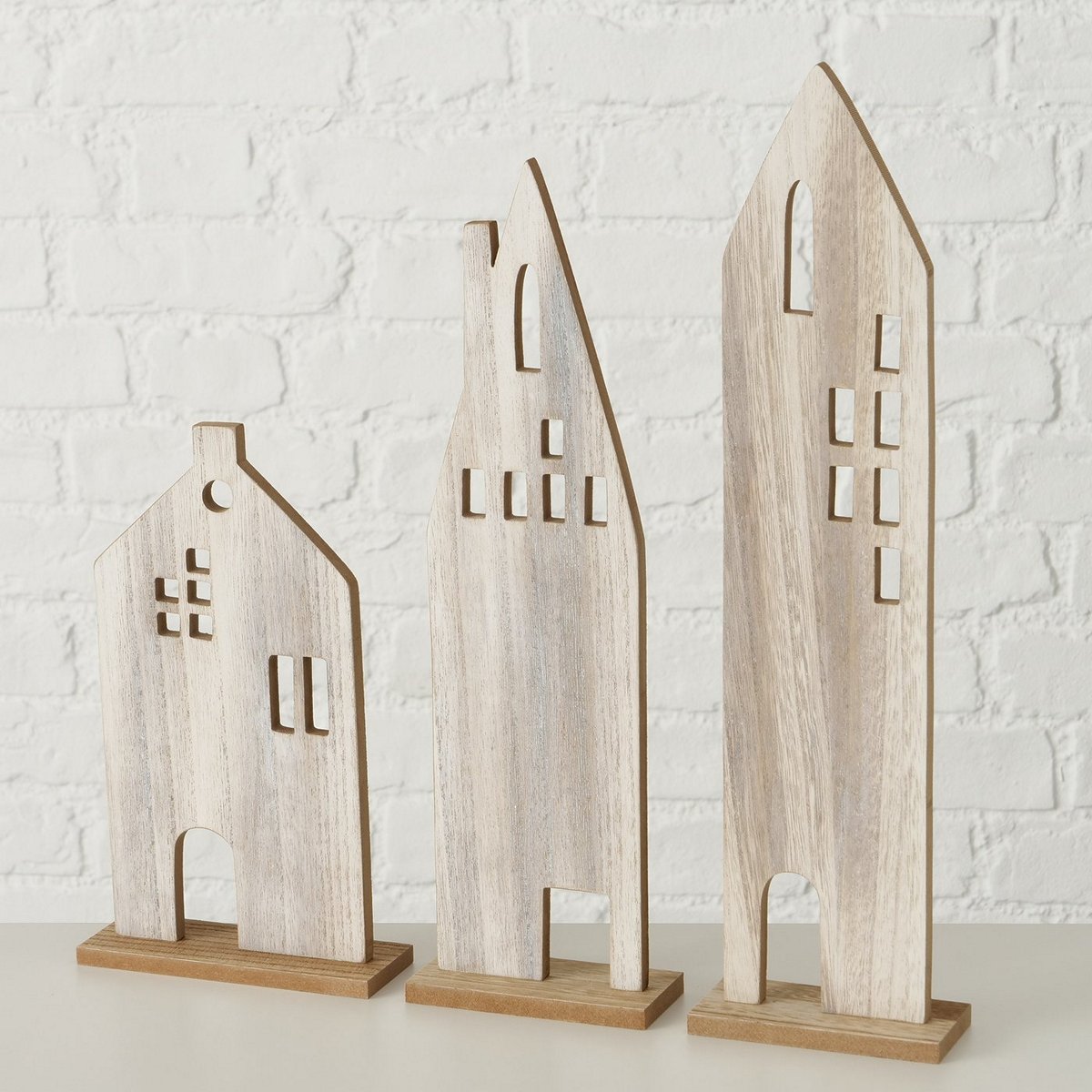 ΣΠΙΤΙ Set/3 House L11 W5 H25/36/41cm ΦΥΣΙΚΟ MDF