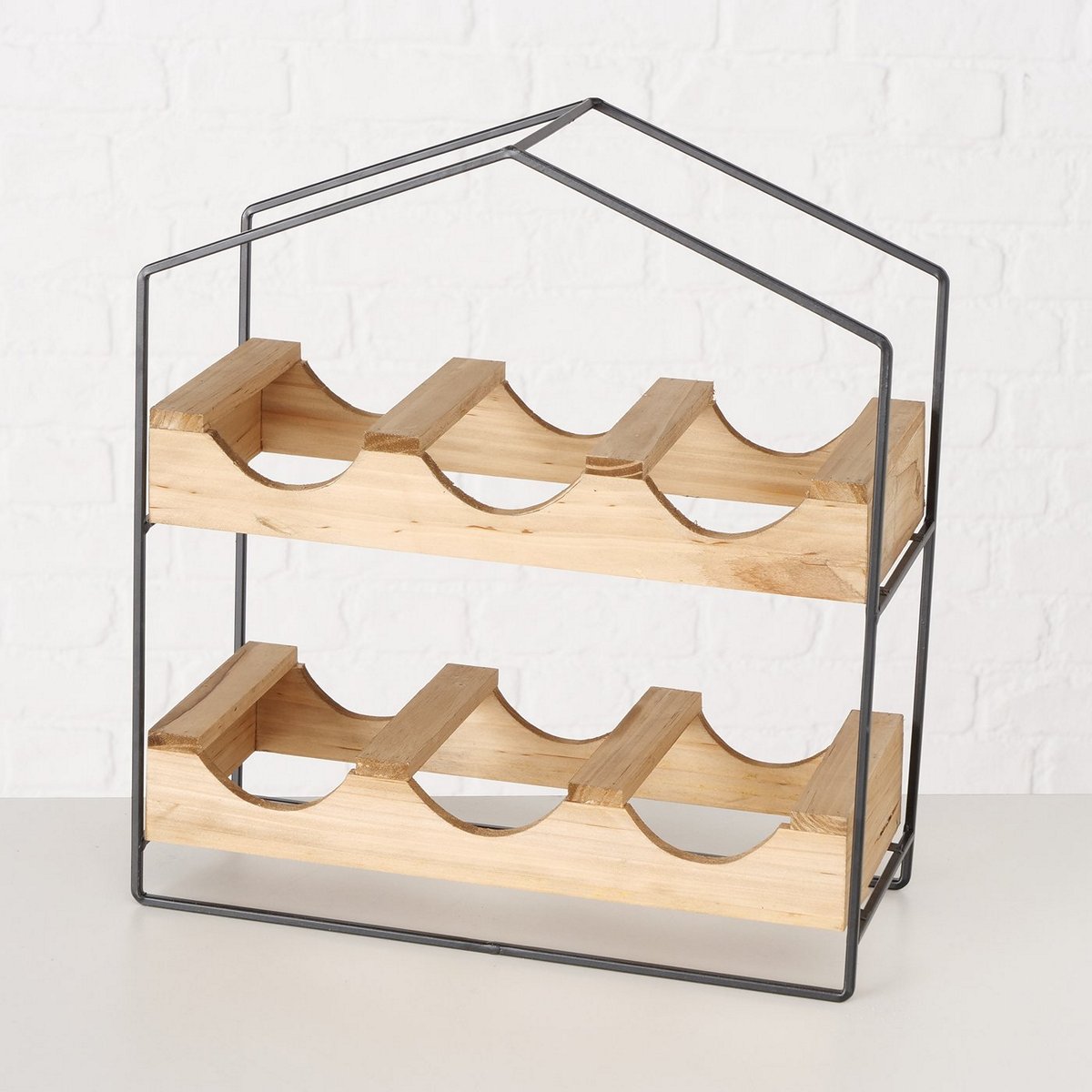 ΡΑΦΙΕΡΑ ΚΡΑΣΙΩΝ Elaine H38cm W15cm ΞΥΛΟ ΦΥΣΙΚΟ ΜΕΤΑΛΛΟ ΜΑΥΡΟ