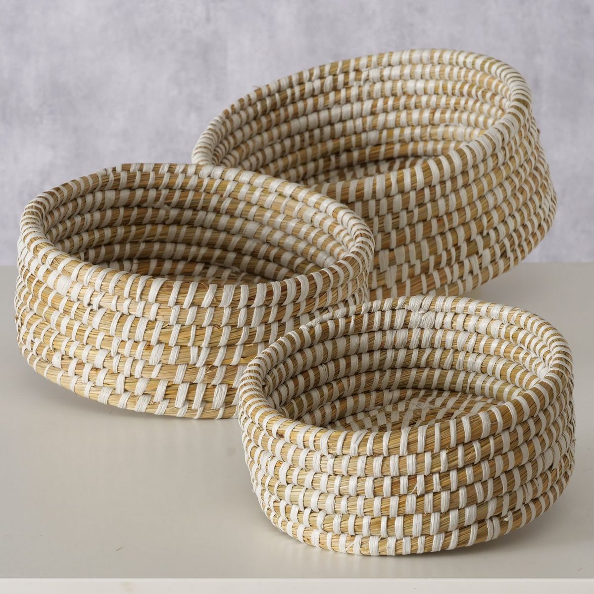 ΚΑΛΑΘΙ Set/3 Hamilton H 8/10/12cm, D22/26/30cm, Plastic, Straw