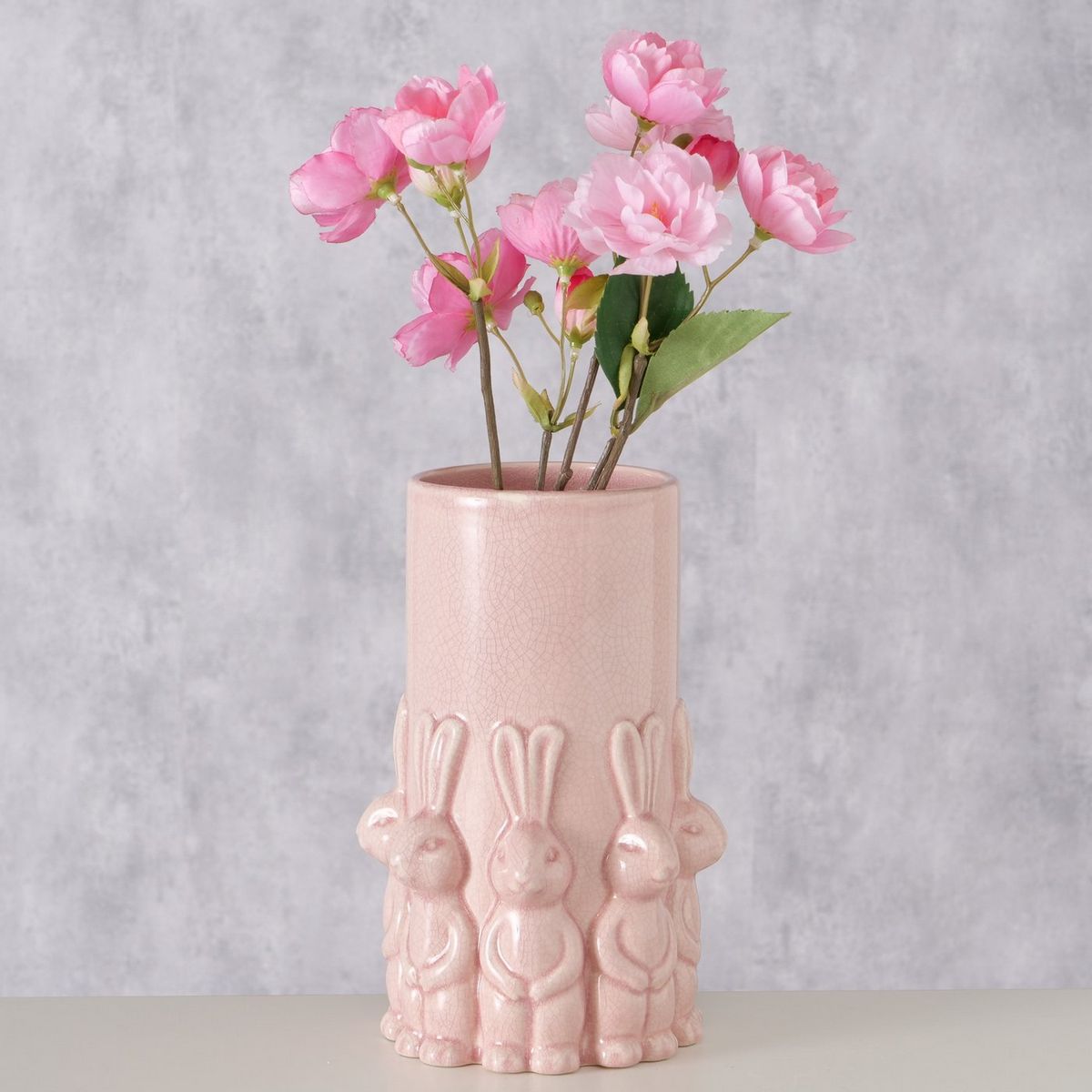 ΒΑΖΟ ΛΑΓΟΣ ΡΟΖ Erny, 14Χ14Χ20cm, ΚΡΑΚΕΛΕ ΚΕΡΑΜΙΚΟ