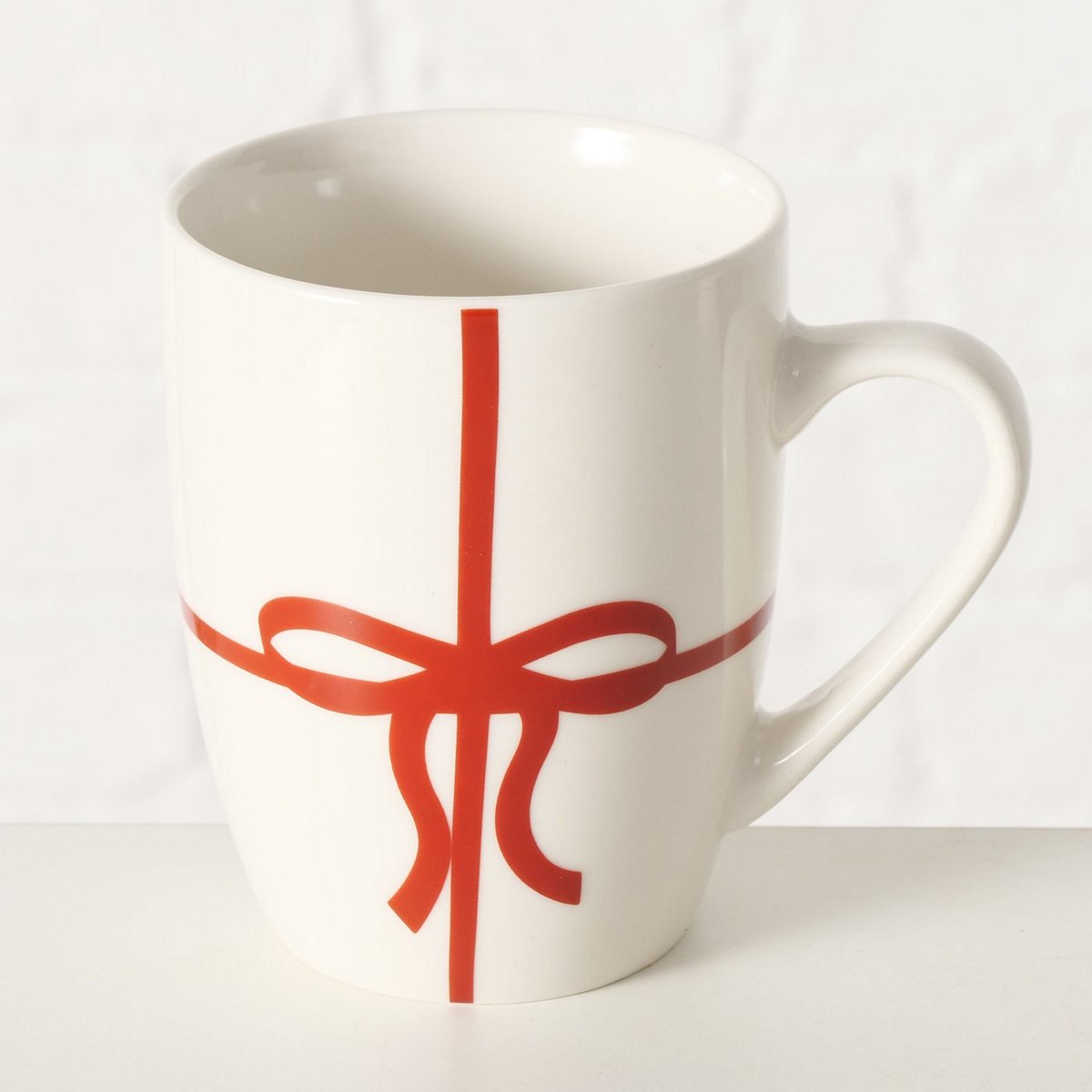 ΚΟΥΠΑ Presenti ΚΟΚΚΙΝΟΣ ΦΙΟΓΚΟΣ 350ml Dishwasher proof ΛΕΥΚΟ New Bone H10,5cm D8,5cm