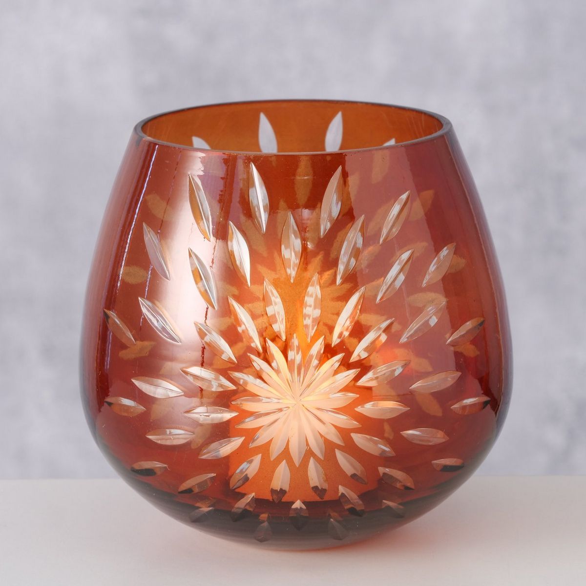 ΚΗΡΟΠΗΓΙΟ Matahari H10cm, D10cm ΚΑΦΕ ΓΥΑΛΙ lacquered