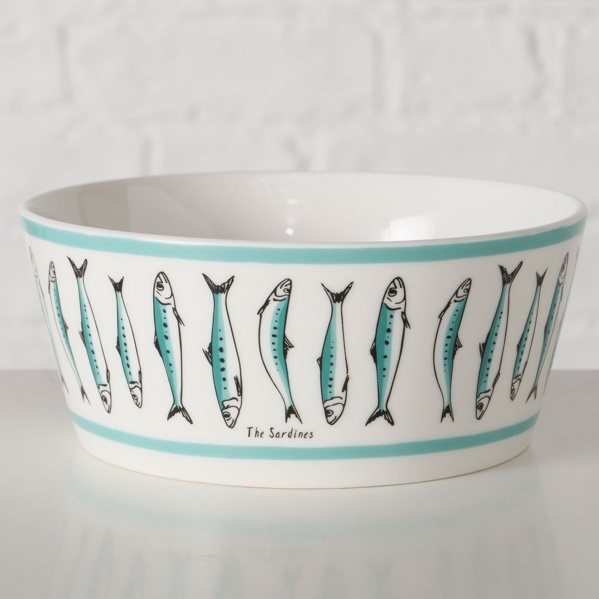 ΜΠΟΛ ΣΧΕΔΙΟ Sardine 500ml ΛΕΥΚΟ ΤΙΡΚΟΥΑΖ H7cm, D15cm, New Bone