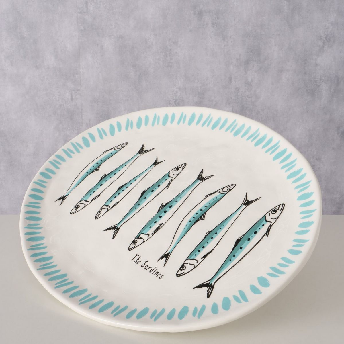 ΠΙΑΤΟ ΣΕΡΒΙΡΙΣΜΑΤΟΣ ΟΒΑΛ ΣΧΕΔΙΟ Sardine, ΛΕΥΚΟ ΤΙΡΚΟΥΑΖ 39Χ31Χ3cm ΚΕΡΑΜΙΚΟ