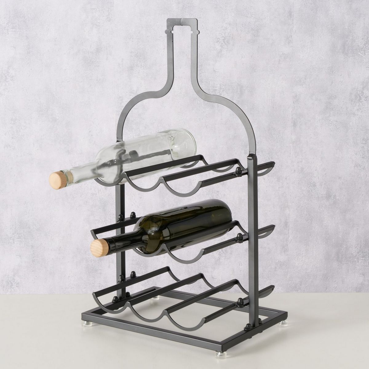 ΡΑΦΙΕΡΑ ΚΡΑΣΙΟΥ Botella, 31Χ22Χ55cm, ΜΑΥΡΟ ΜΕΤΑΛΛΟ