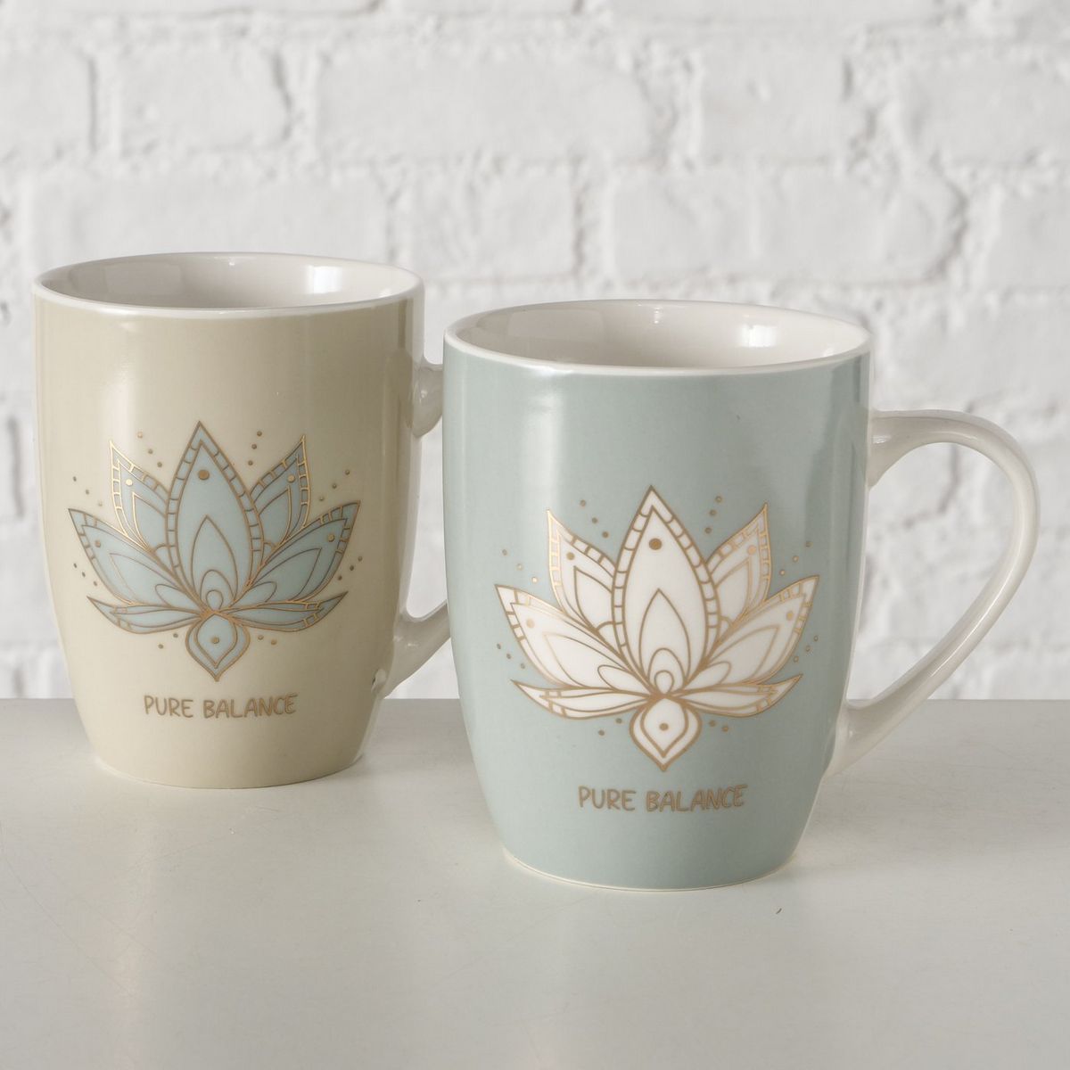 KΟΥΠΑ 2/ass H 11cm Bali, 350ml, Floral, ΕΚΡΟΥ ΧΡΥΣΟ ΤΙΡΚΟΥΑΖ Dishwasher proof, New Bone