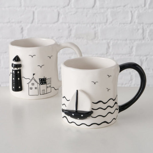 ΚΟΥΠΑ 2/ass ΦΑΡΟΣ/ΚΑΡΑΒΙ ΑΣΠΡΟ/ΜΑΥΡΟ D10 H11cm 500ml Vinzenz Dolomite