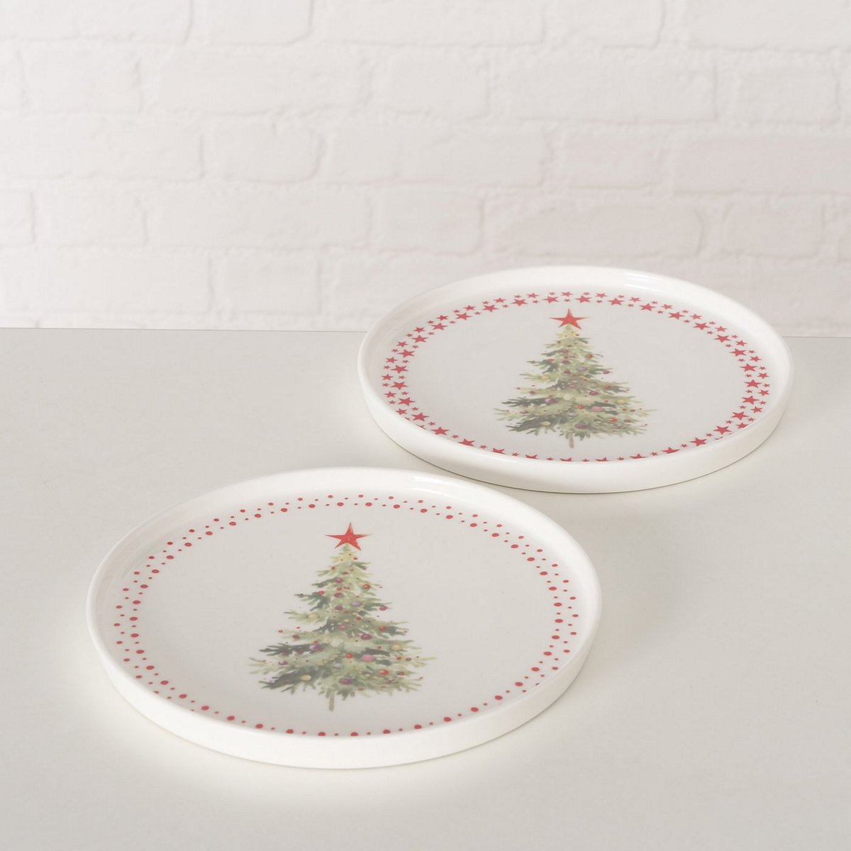 ΠΙΑΤΟ 2/ass ΣΧΕΔΙΟ ΧΡΙΣΤΟΥΓ ΔΕΝΤΡΟ D21cm Delica Dishwasher safe ΛΕΥΚΟ ΠΡΑΣΙΝΟ New Bone ΠΟΡΣΕΛΑΝΗ