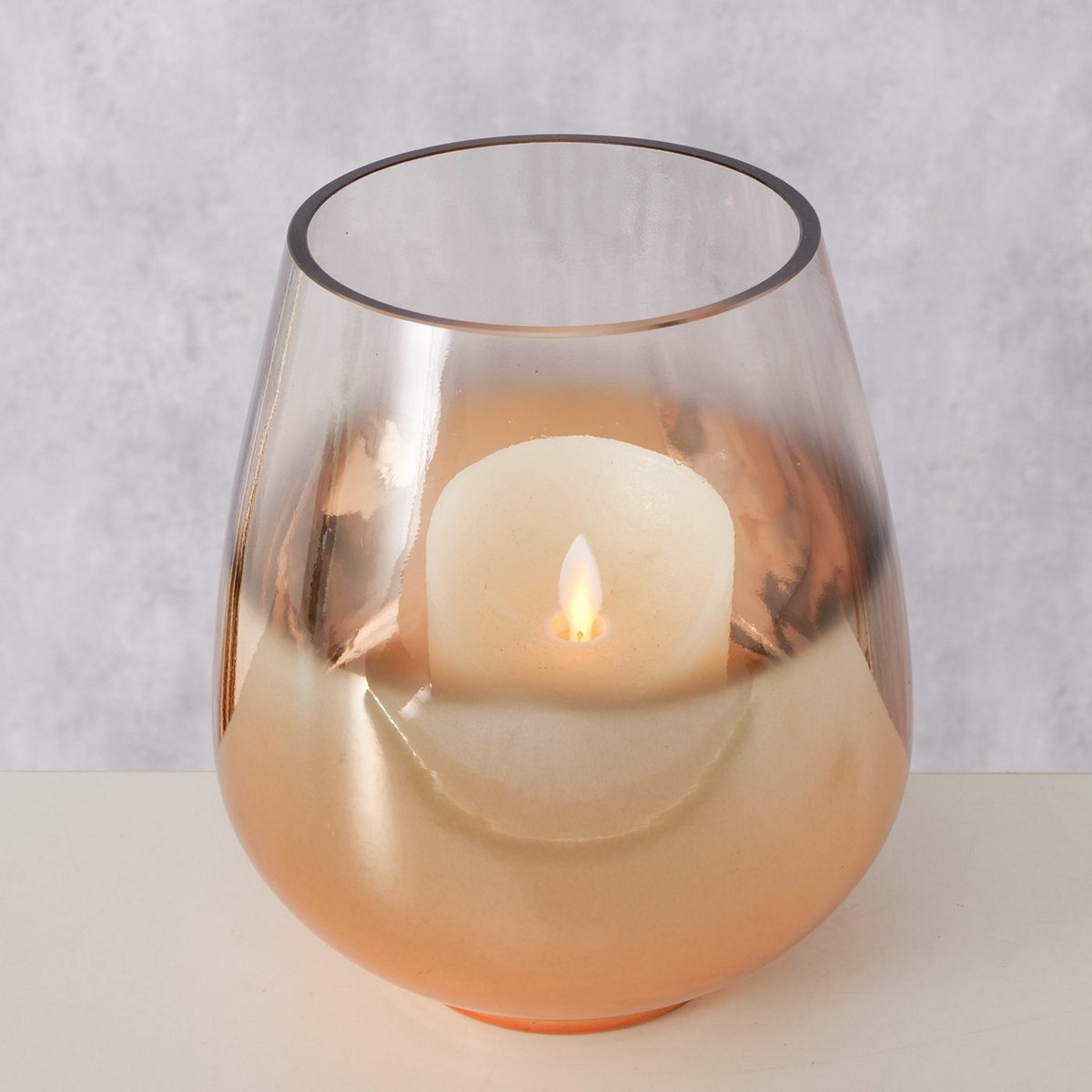 ΚΗΡΟΠΗΓΙΟ Grazia H20cm D16cm ΔΙΑΦΑΝΕΣ ΓΥΑΛΙ ΡΟΖ ΧΡΥΣΟ           20-25-877