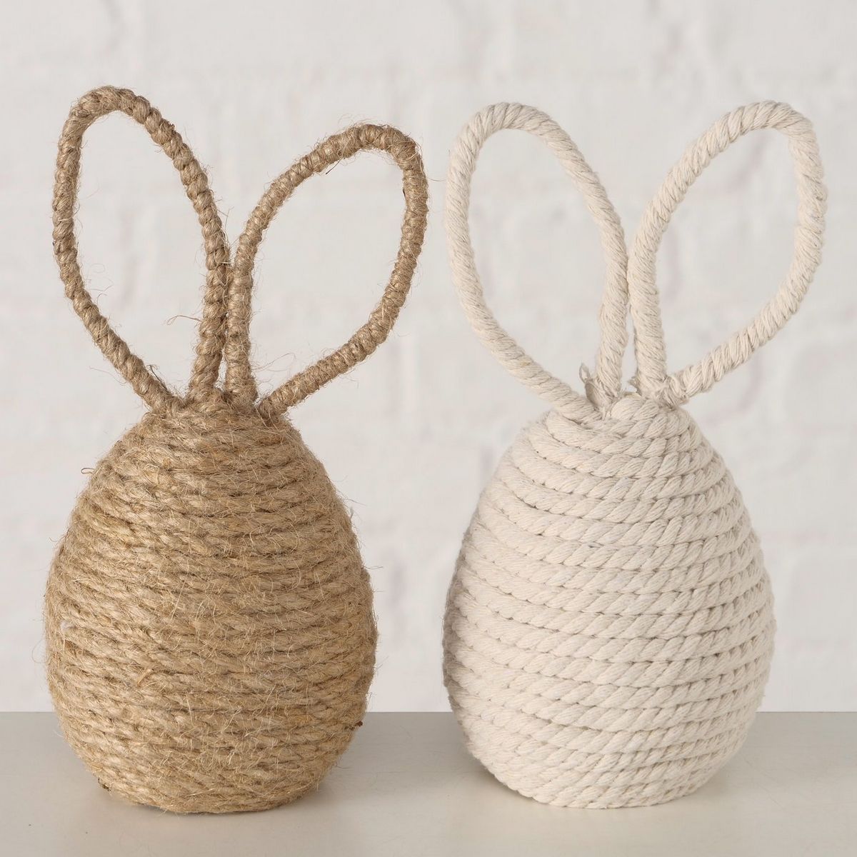 ΛΑΓΟΣ 2/ass Elina, ΜΠΕΖ ΛΕΥΚΟ 10Χ8Χ17cm, Iron, Polystyrene foam, Jute, Cotton, Polyester