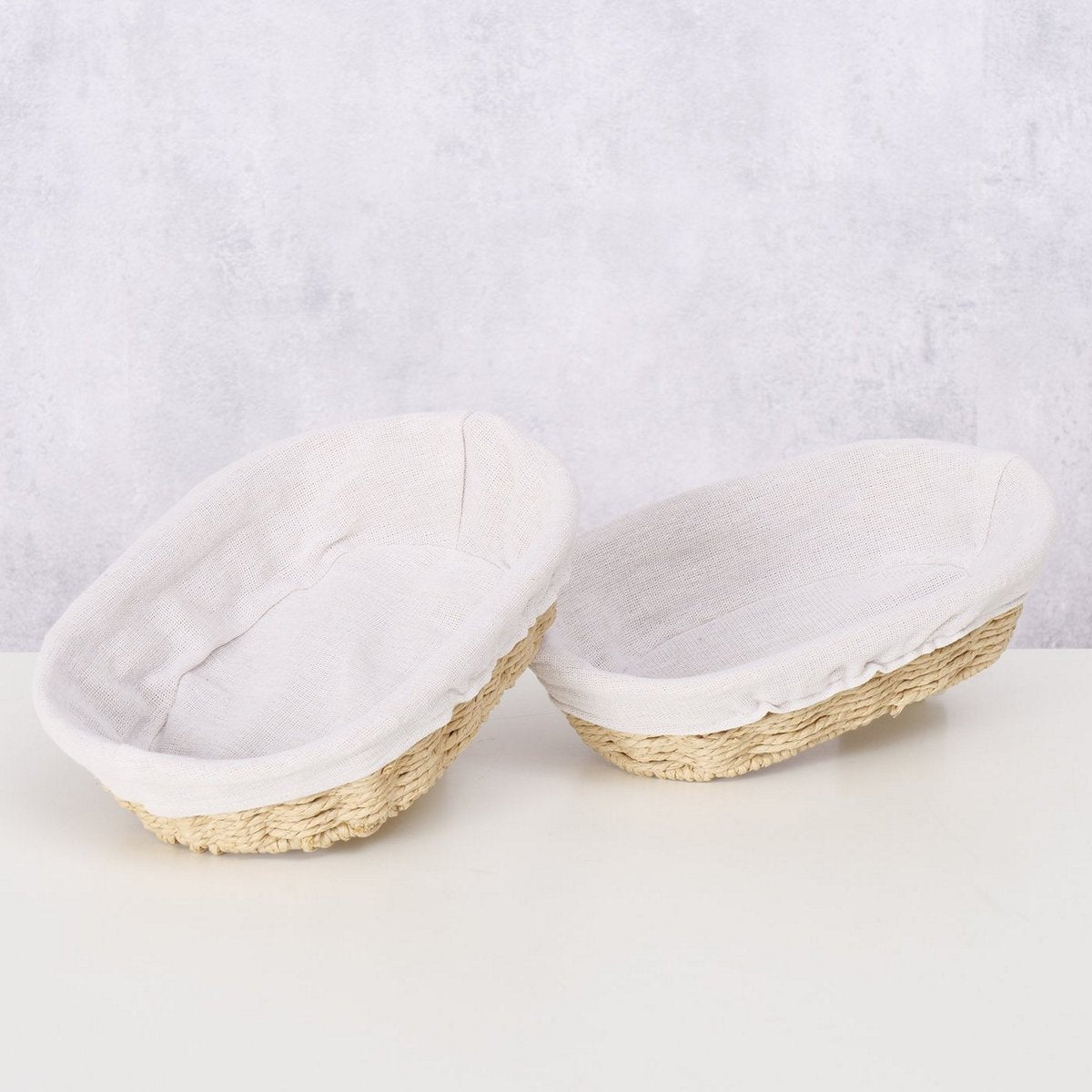 ΚΑΛΑΘΙ ΨΩΜΙΟΥ Set/2 ΜΕ ΥΦΑΣΜΑ Cesta ΟΒΑΛ 28x18x7cm 29x21x7cm