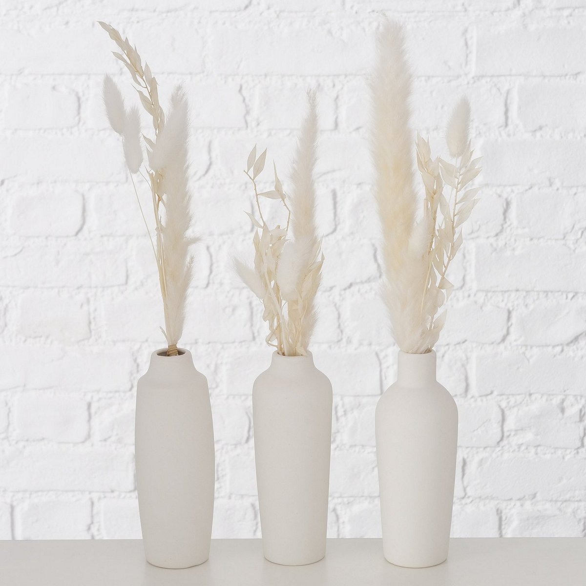 ΒΑΖΟ 3τμχ Bianca ΜΕ ΑΠΟΞΗΡΑΜΕΝΑ ΑΝΘΗ H16cm D6cm ΠΟΡΣΕΛΑΝΗ 20-26-255