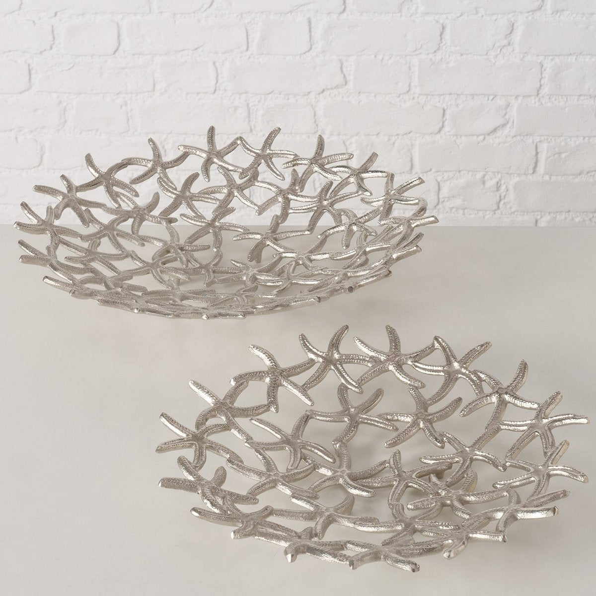 ΜΠΟΛ ΜΕ ΑΣΤΕΡΙΕΣ Merita Set/2 Starfish H6 / 8cm D34 / 42cm ΑΣΗΜΙ ΑΛΟΥΜΙΝΙΟ