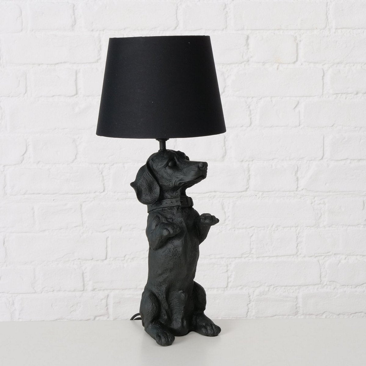 ΛΑΜΠΑ ΕΠΙΤΡΑΠΕΖΙΑ ΣΚΥΛΟΣ Dackel ΜΑΥΡΟ Fiberglass Polyresin 19Χ19Χ45cm