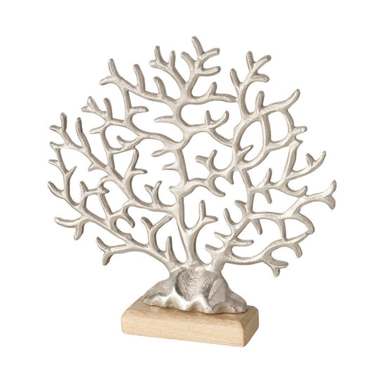 ΚΟΡΑΛΙ ΔΙΑΚΟΣΜΗΤΙΚΟ ΑΣΗΜΙ ΑΛΟΥΜΙΝΙΟ  ΜΕ ΒΑΣΗ ΞΥΛΟ Mango 29Χ5Χ30cm