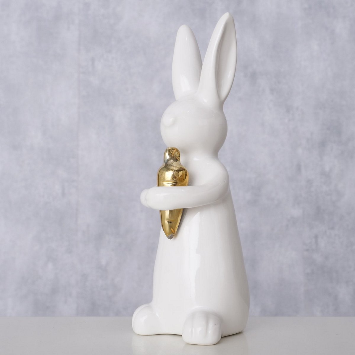 ΛΑΓΟΣ ΦΙΓΟΥΡΑ ΜΕ ΧΡΥΣΟ ΚΑΡΟΤΟ Hopsi 5Χ5Χ15cm ΛΕΥΚΟ ΚΕΡΑΜΙΚΟ