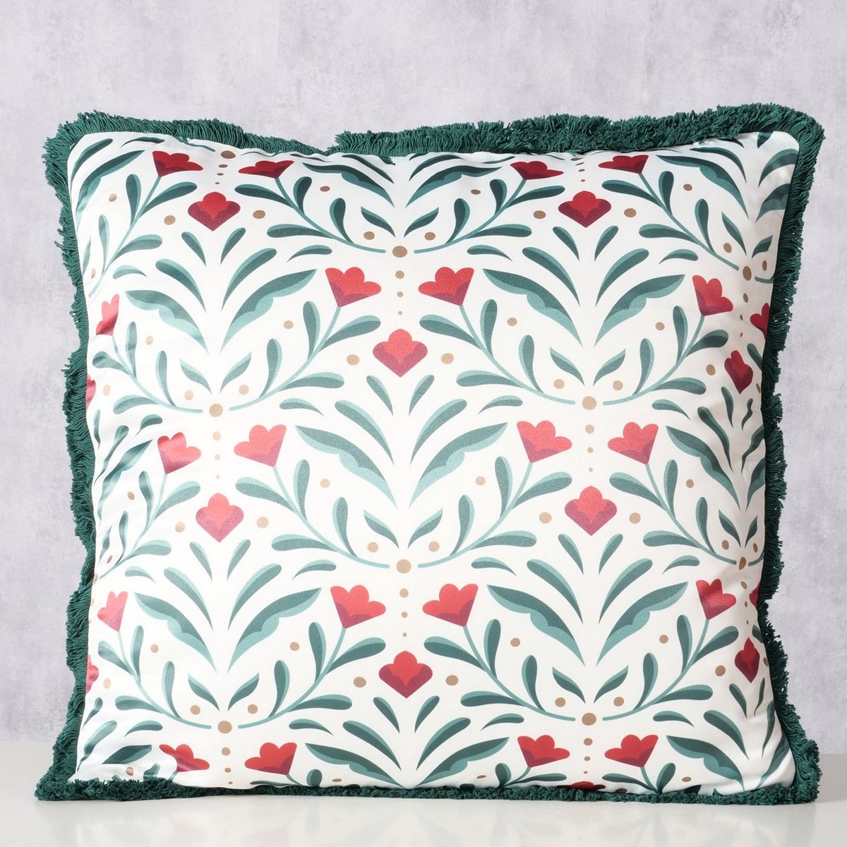 ΜΑΞΙΛΑΡΙ Paris 45X45X12cm Floral ΚΟΚΚΙΝΟ ΠΡΑΣΙΝΟ Polyester