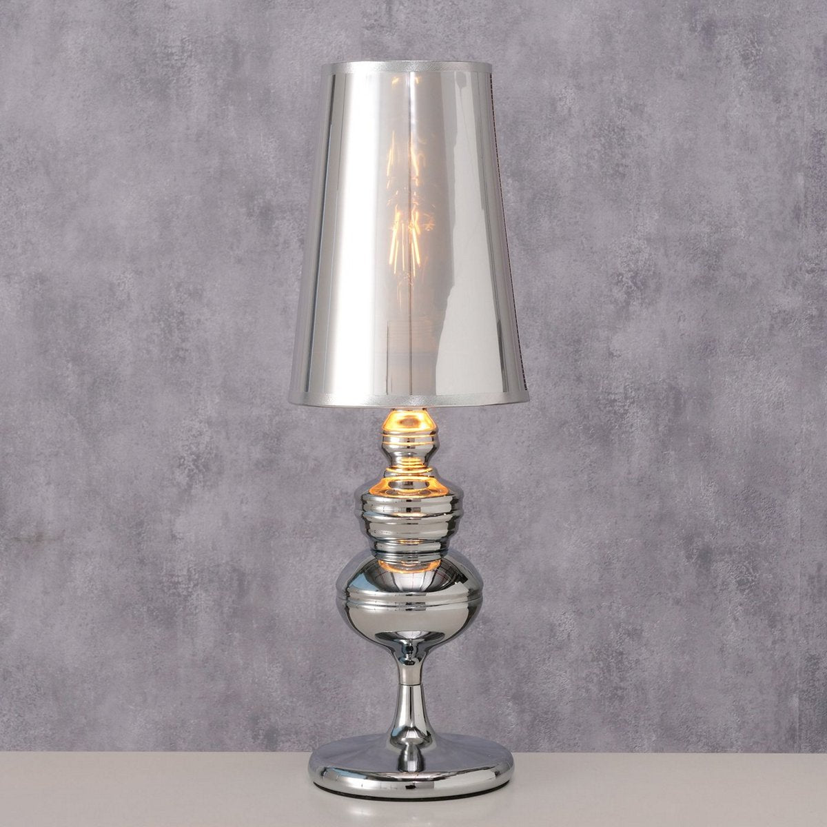 ΛΑΜΠΑ ΕΠΙΤΡΑΠΕΖΙΑ Georgia H53cm D18cm ΑΣΗΜΙ ΜΕΤΑΛΛΟ