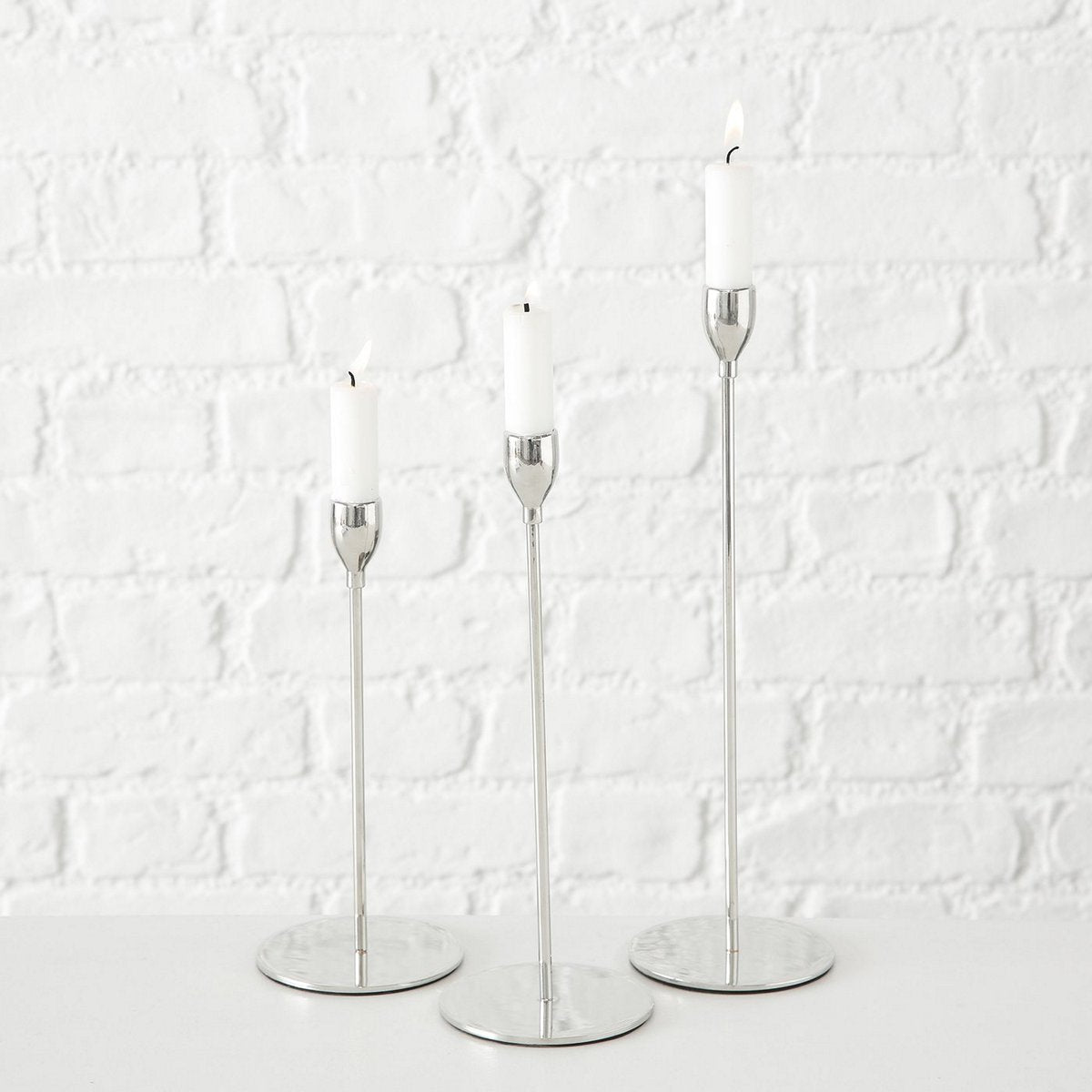 ΚΗΡΟΠΗΓΙΟ Set/3 Malte H23/28/33cm D10cm ΜΕΤΑΛΛΟ ΑΣΗΜΙ