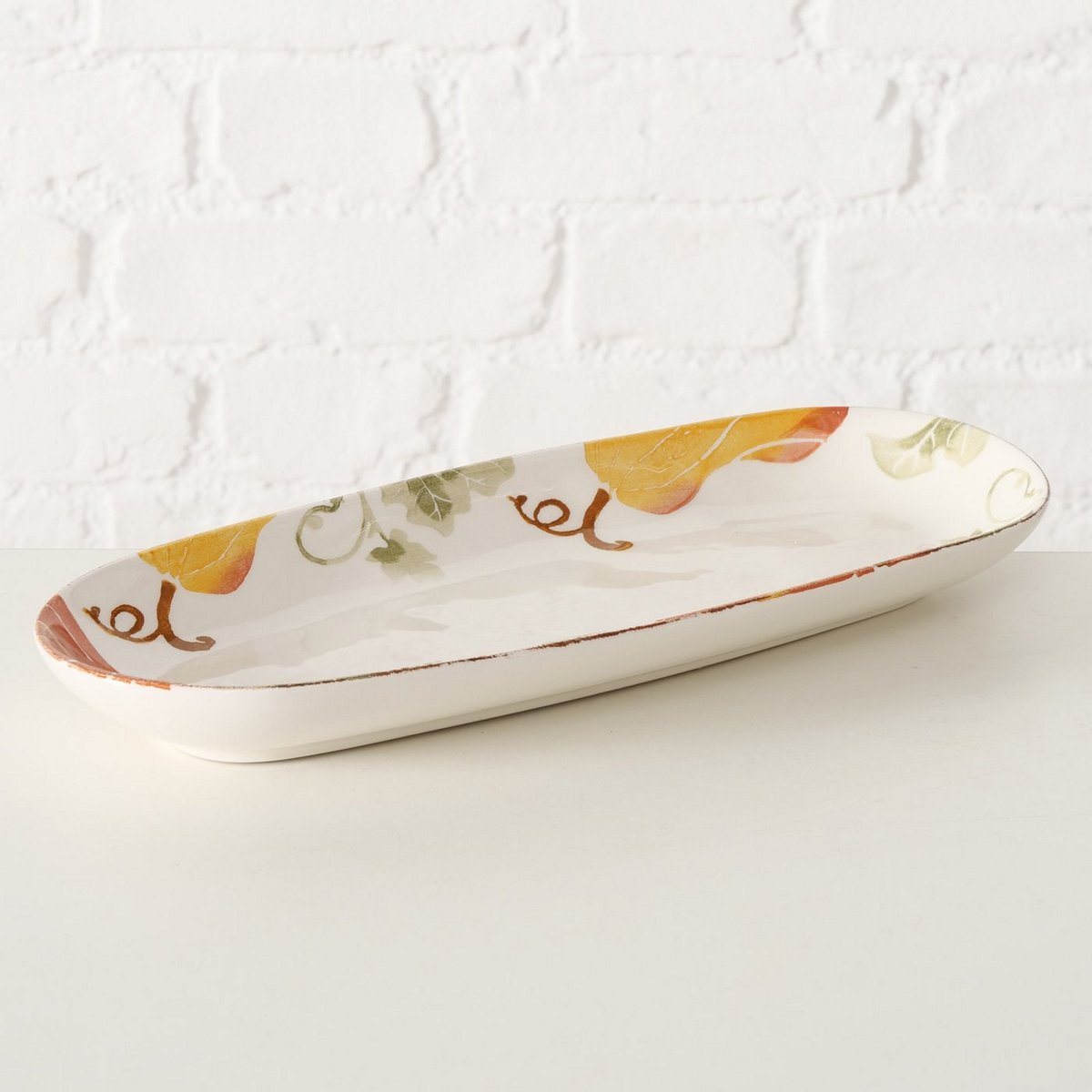 ΠΙΑΤΕΛΑ ΟΒΑΛ ΚΟΛΟΚΥΘΕΣ Ambera ΛΕΥΚΟ ΠΟΡΤΟΚΑΛΙ Dishwasher proof, 35X15X3,5cm ΚΕΡΑΜΙΚΟ