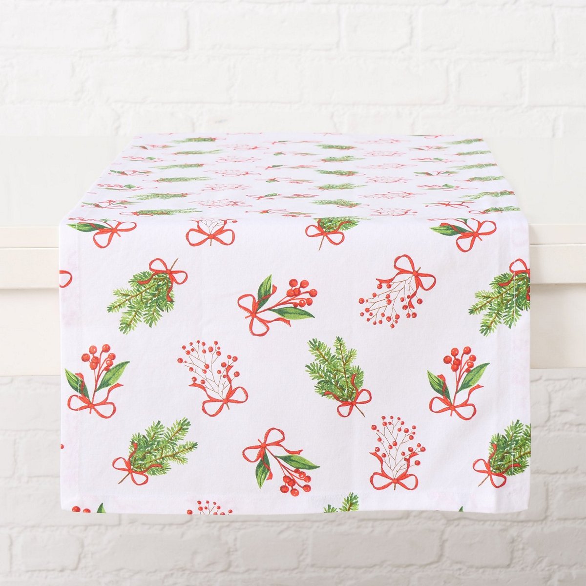 ΤΡΑΒΕΡΣΑ ΓΚΙ ΜΕ ΕΛΑΤΟ Noelle 140Χ40cm ΚΟΚΚΙΝΟ ΛΕΥΚΟ ΠΡΑΣΙΝΟ cotton