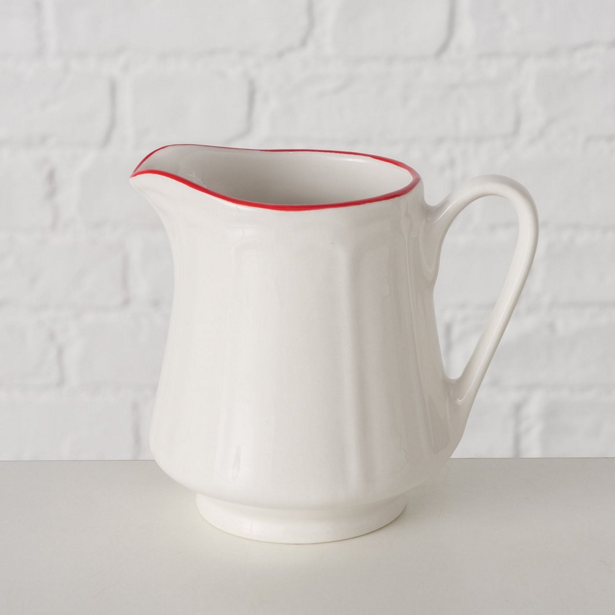 ΓΑΛΑΤΙΕΡΑ Hedda ΛΕΥΚΟ ΚΟΚΚΙΝΗ ΡΙΓΑ H10cm Dishwasher proof Porcelain