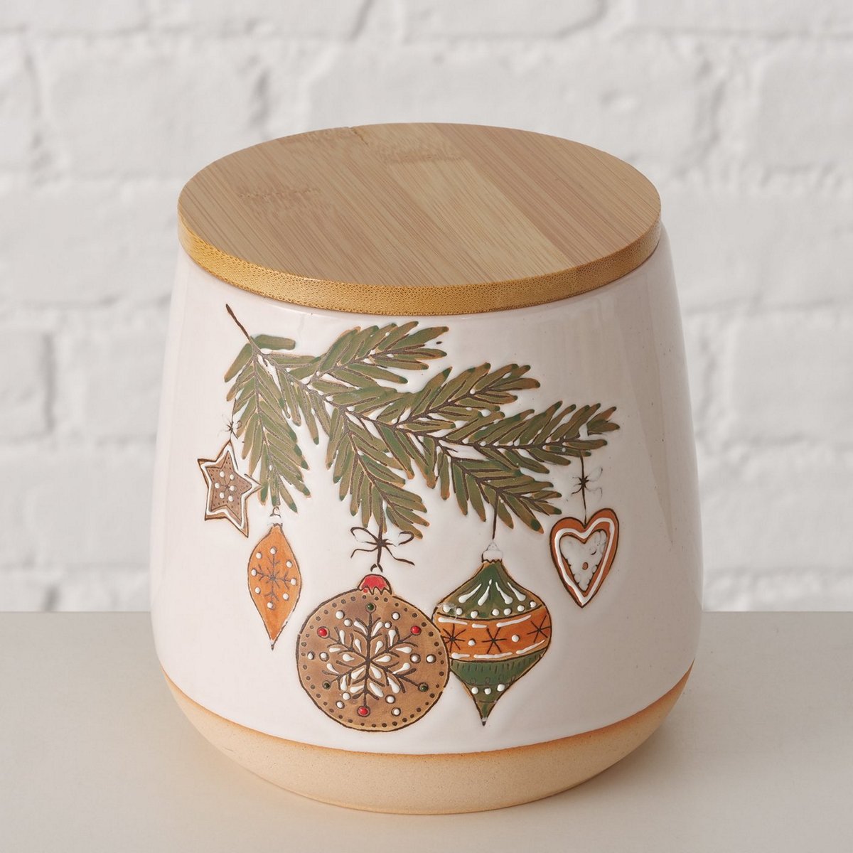 ΔΟΧΕΙΟ ΑΠΟΘΗΚΕΥΣΗΣ ΚΛΑΔΙ ΣΤΟΛΙΔΙΑ Franjo H13cm D14cm, ΚΑΠΑΚΙ Bamboo ΚΕΡΑΜΙΚΟ