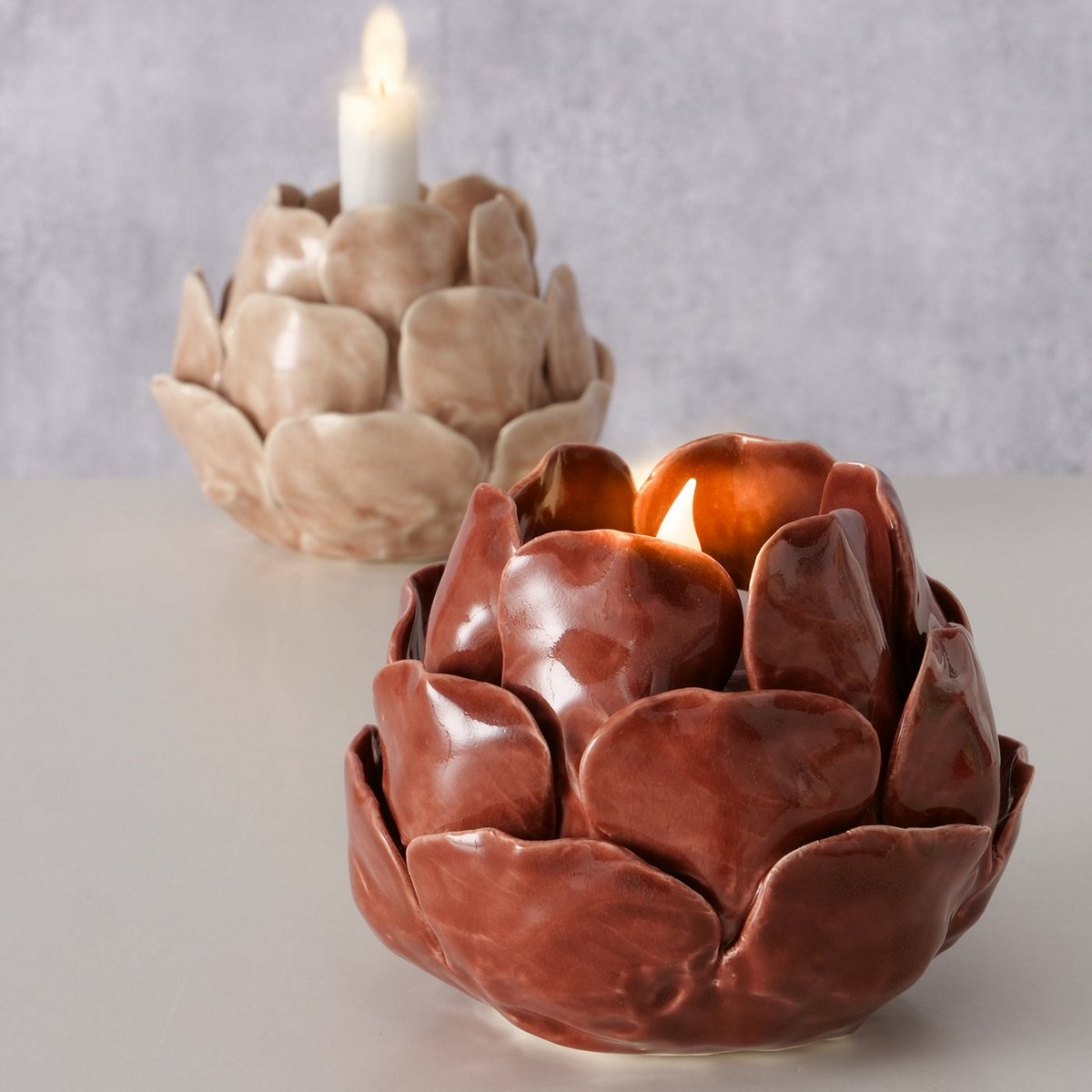 ΚΗΡΟΠΗΓΙΟ ΑΝΘΟΣ 2/ass ΜΠΕΖ ΚΑΦΕ Maleva H10,3cm D13,3cm ΚΕΡΑΜΙΚΟ