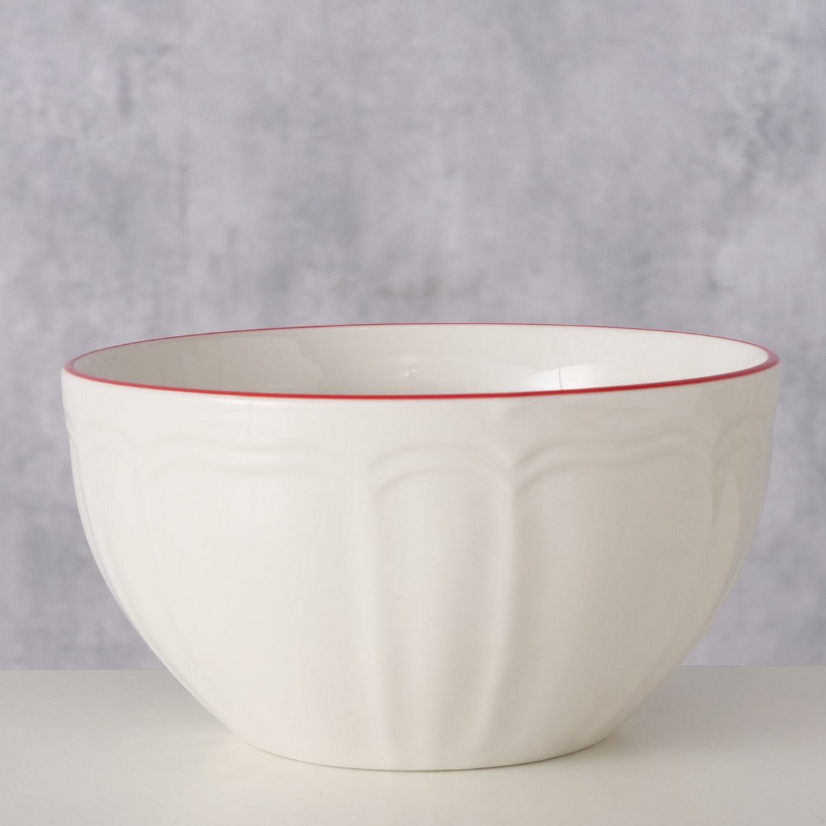 ΜΠΟΛ ΛΕΥΚΟ ΜΕ ΚΟΚΚΙΝΗ ΡΙΓΑ Hedda 600ml H7,5cm D14cm ΠΟΡΣΕΛΑΝΗ