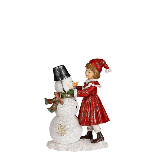 ΚΟΡΙΤΣΙ ΜΕ ΧΙΟΝΑΝΘΡΩΠΟ ΦΙΓΟΥΡΑ ΚΟΚΚΙΝΟ/ΛΕΥΚΟ - L14,5 w9 h19,5cm polyresin