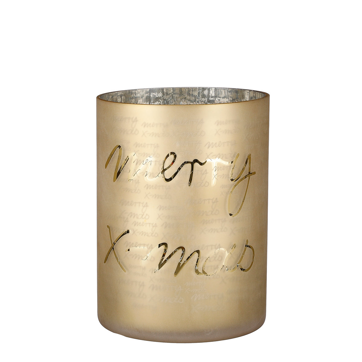 ΚΗΡΟΠΗΓΙΟ ME ΕΥΧΗ MERRY CHRISTMAS ΧΡΥΣΟ - h20 d15cm ΓΥΑΛΙ 20-27-868