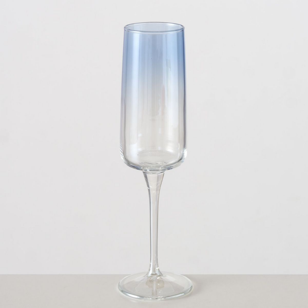 ΠΟΤΗΡΙ ΣΑΜΠΑΝΙΑΣ Anneta, ΓΥΑΛΙ ΜΠΛΕ ΛΕΥΚΟ lacquered, H22cm D6cm