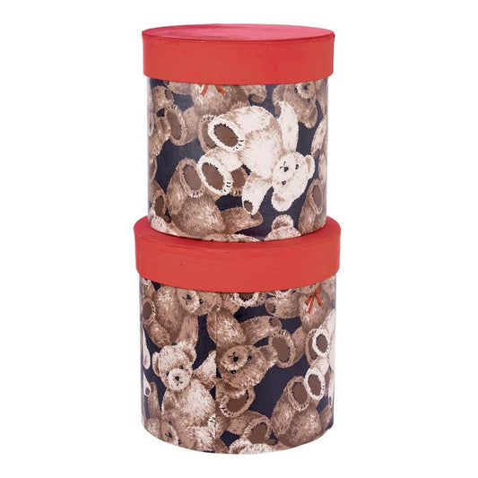 ΚΟΥΤΙ Set/2 ΚΥΛΙΝΔΡΙΚΟ ΚΟΚΚΙΝΟ ΒΕΛΟΥΔΟ ΜΕ ΚΑΦΕ ΑΡΚΟΥΔΑΚΙΑ  D23-H25cm D25-H26cm