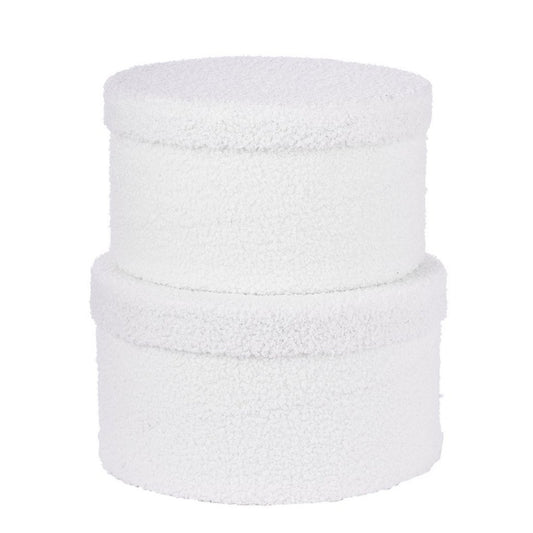 ΚΟΥΤΙ SET/2 ΛΕΥΚΗ ΓΟΥΝΑ ΣΤΡΟΓΓΥΛΟ D25-Η15cm,  D28-H16cm