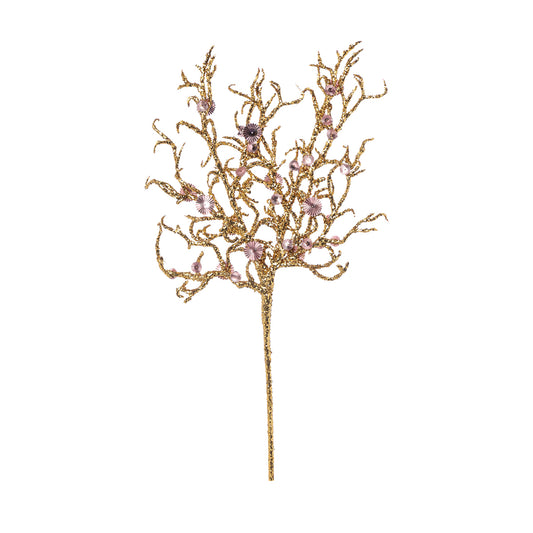 ΚΟΡΑΛΙ ΚΛΑΔΙ ΧΡΥΣΟ ΜΕ GLITTER ΡΟΖ ΠΛΙΣΕ ΛΟΥΛΟΥΔΙ 55cm