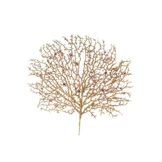 ΚΟΡΑΛΙ ΚΛΑΔΙ ΧΡΥΣΟ ΜΕ GLITTER ΡΟΖ ΠΛΙΣΕ ΛΟΥΛΟΥΔΙ 58cm