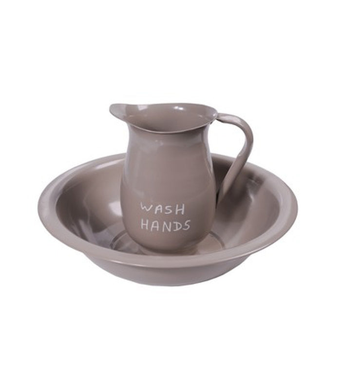 SET/2 TAUPE ΜΕΤ.ΚΑΝΑΤΑ ΜΕ ΛΕΚΑΝΗ D:14X22--D:34,5X8,5 CM