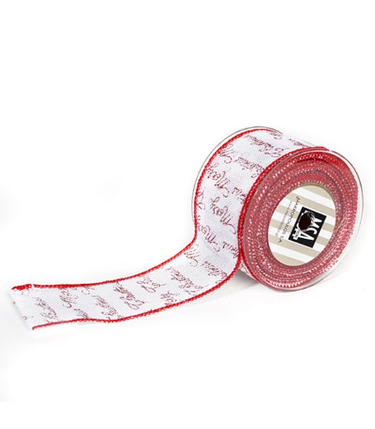 ΚΟΡΔΕΛΑ 7CMX9,1M ΥΦ MERRY CHRISTMAS IN FLAX - ΛΕΥΚΟ/ΚΟΚΚΙΝΟ