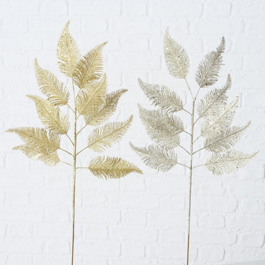 ΚΛΑΔΙ ΦΥΛΛΑ 2/ass ΑΣΗΜΙ/ΧΡΥΣΟ  H65cm Plastic