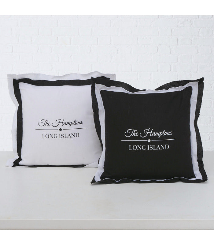 ΜΑΞΙΛΑΡΙ 2/ASS LONG ISLAND 40x40x12cm ΛΕΥΚΟ ΜΑΥΡΟ Hampton Cotton 100%