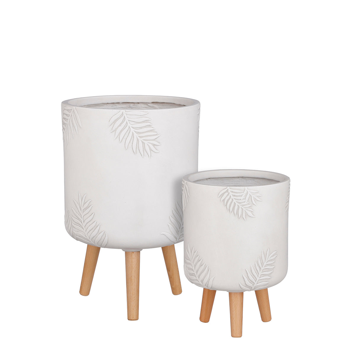 ΚΑΣΠΩ ΤΡΙΠΟΔΟ set/2 ΣΧΕΔΙΟ ΦΥΛΛΟ off white ΚΕΡΑΜΙΚΟ - h47xd30cm