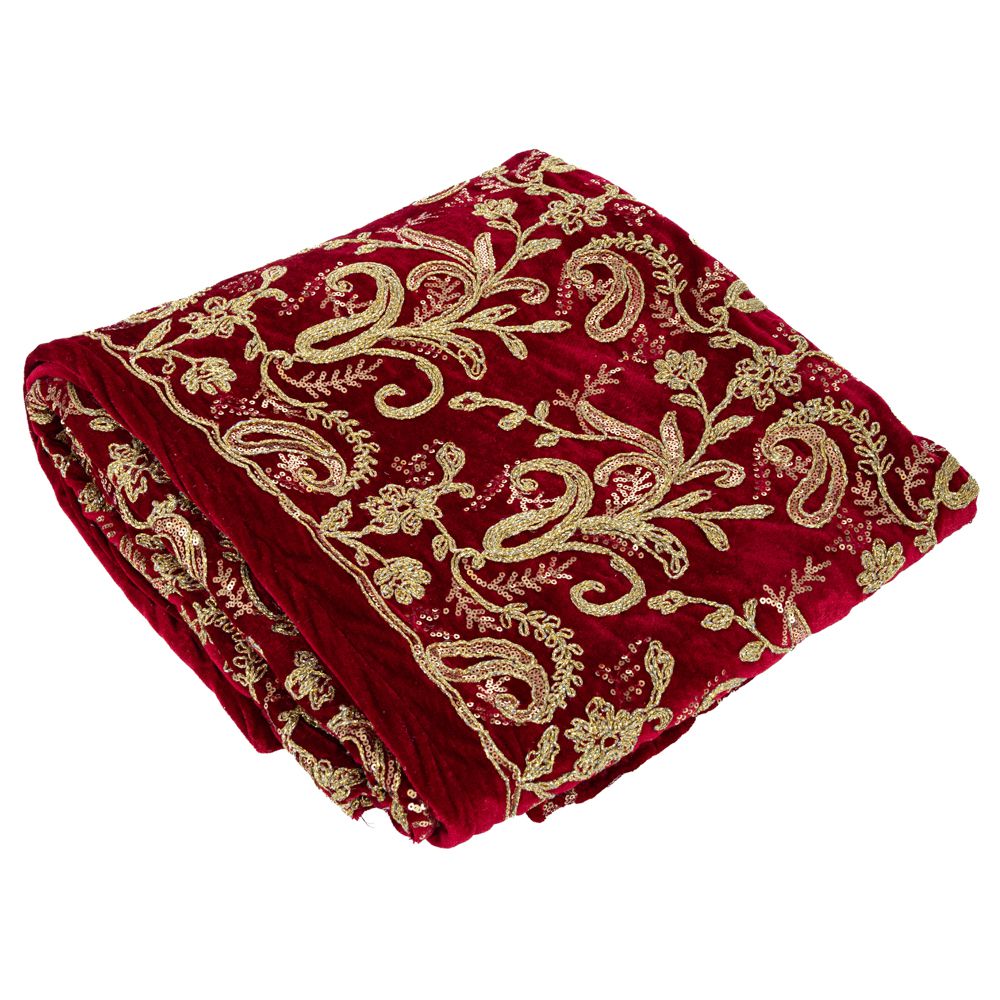 ΥΦΑΣΜΑ EMBROIDERY ΒΕΛΟΥΔΟ ΜΠΟΡΝΤΟ 150cmX3m ΜΕ ΤΕΛΕΙΩΜΑ ΜΠΟΡΝΤΟ-ΧΡΥΣΟ