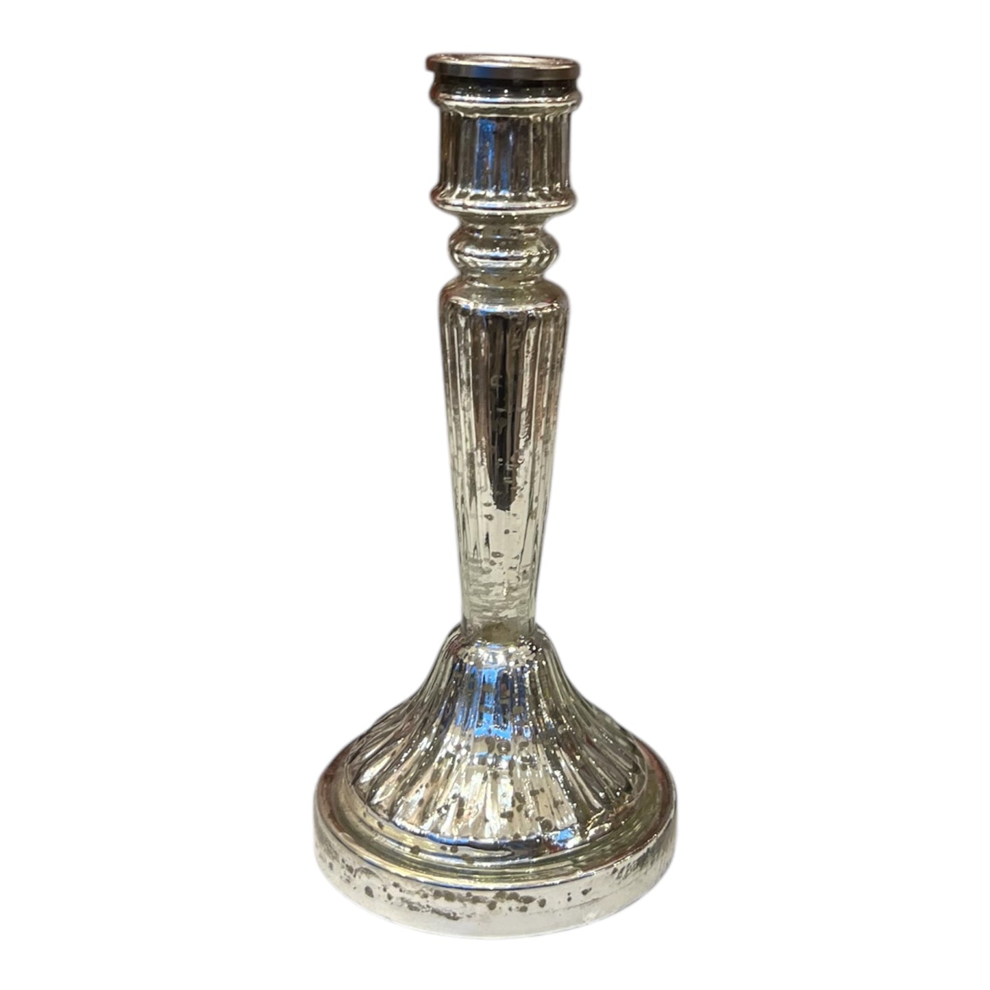 Κηροπήγιο Γυάλινο Ασημί 9.5x5x20cm GE-22302561
