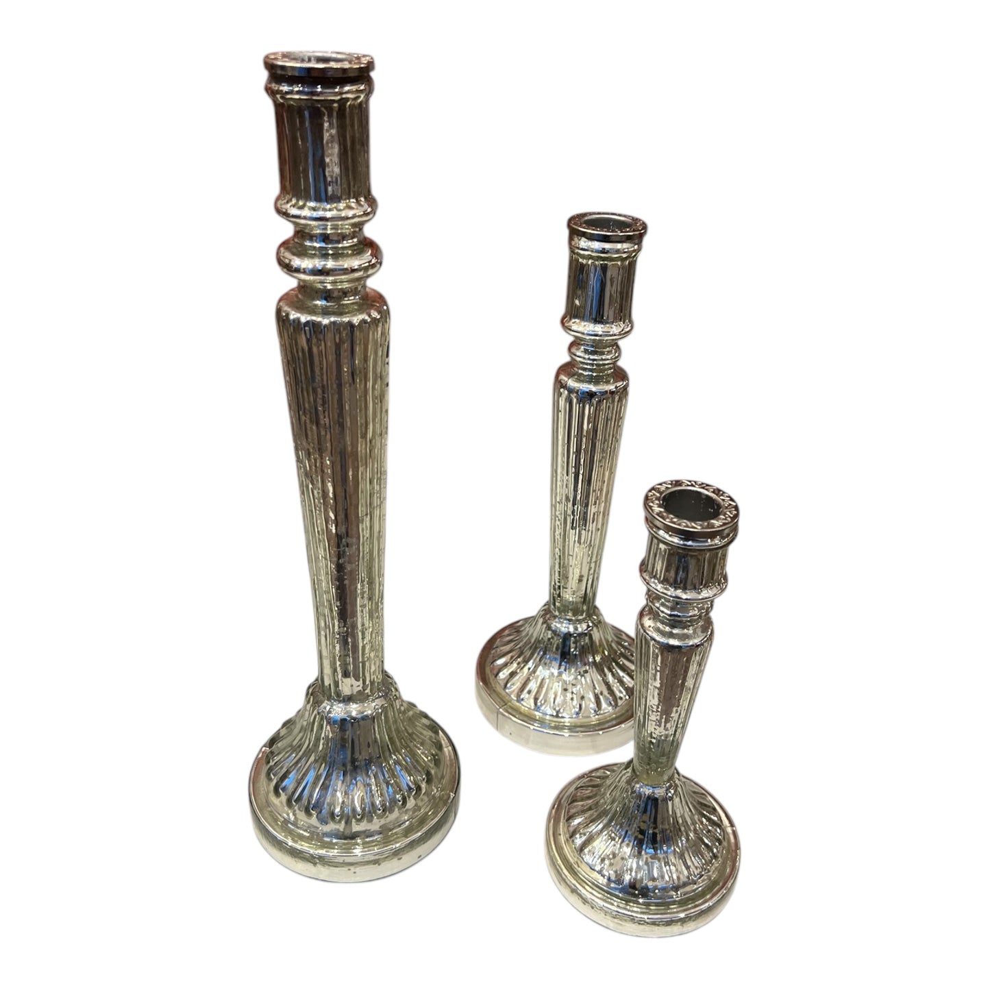 Κηροπήγιο Γυάλινο Ασημί 10.5x10.5x28.5cm GE-22302562