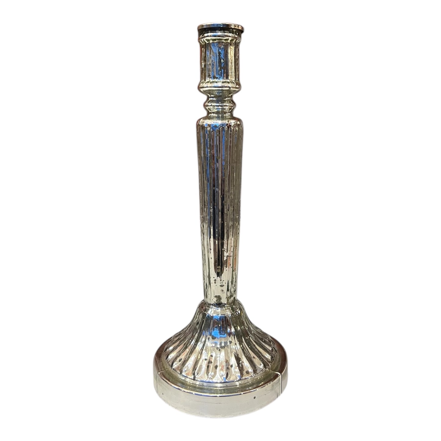 Κηροπήγιο Γυάλινο Ασημί 10.5x10.5x28.5cm GE-22302562