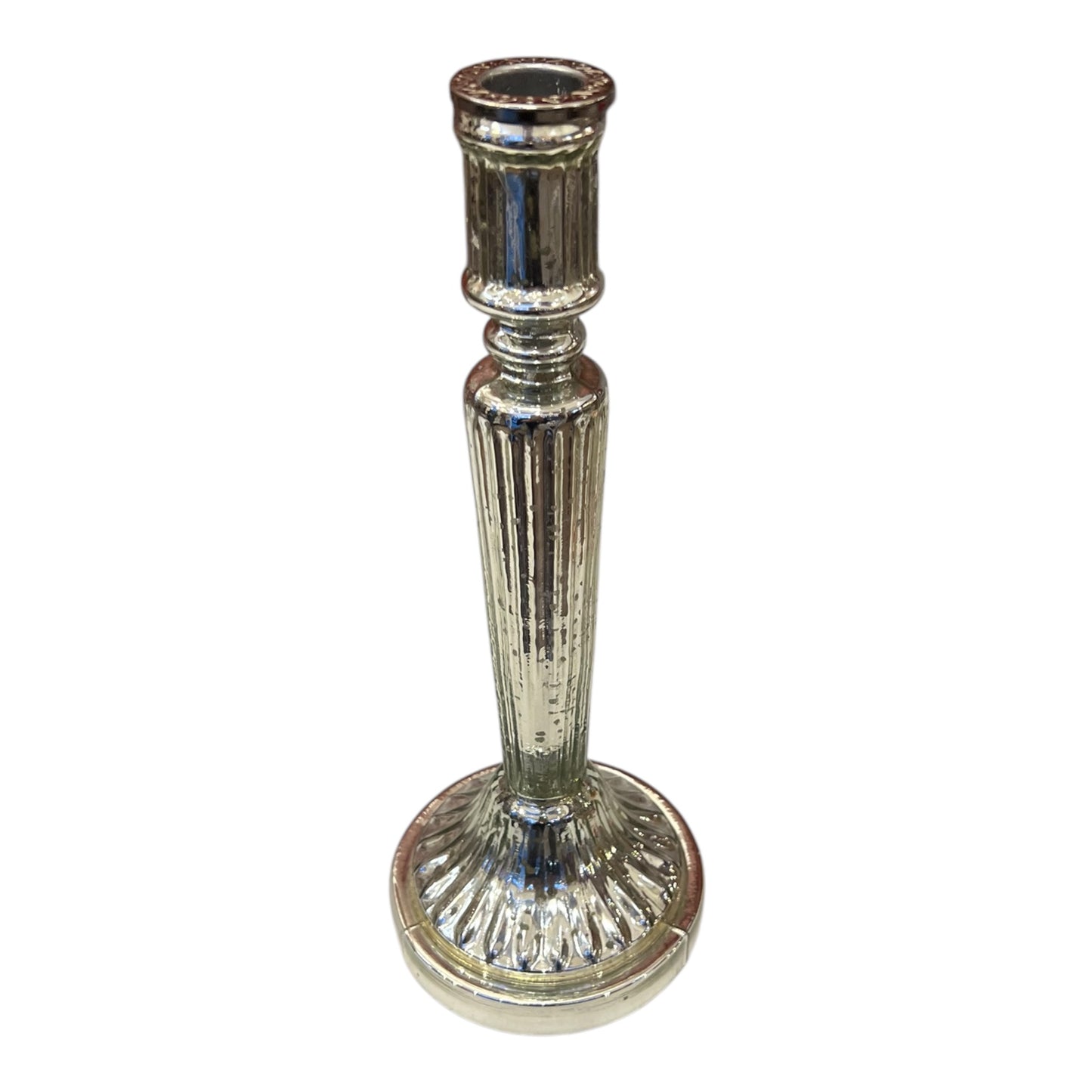 Κηροπήγιο Γυάλινο Ασημί 10.5x10.5x28.5cm GE-22302562