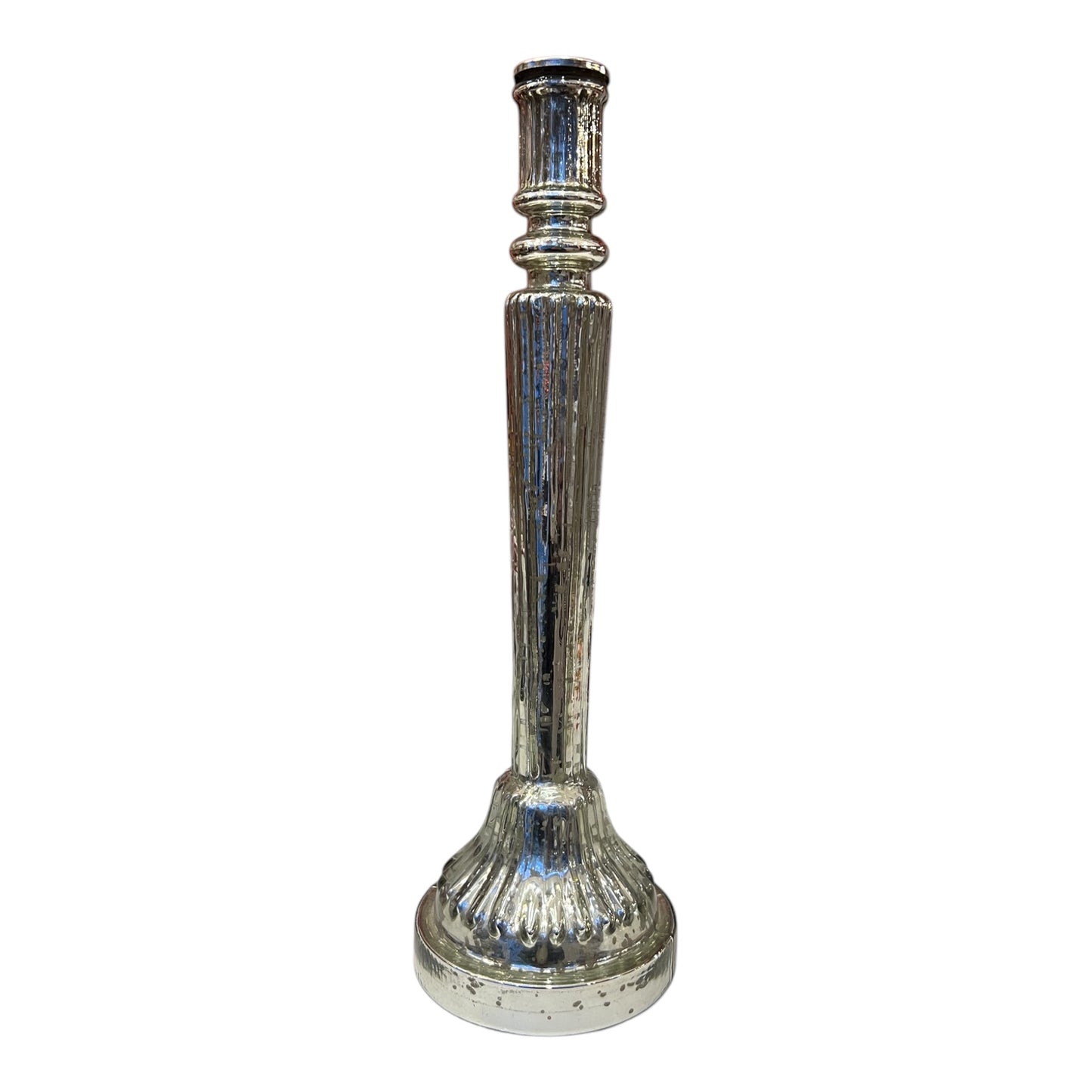 Κηροπήγιο Γυάλινο Ασημί 10.5x10.5x36cm GE-22302563