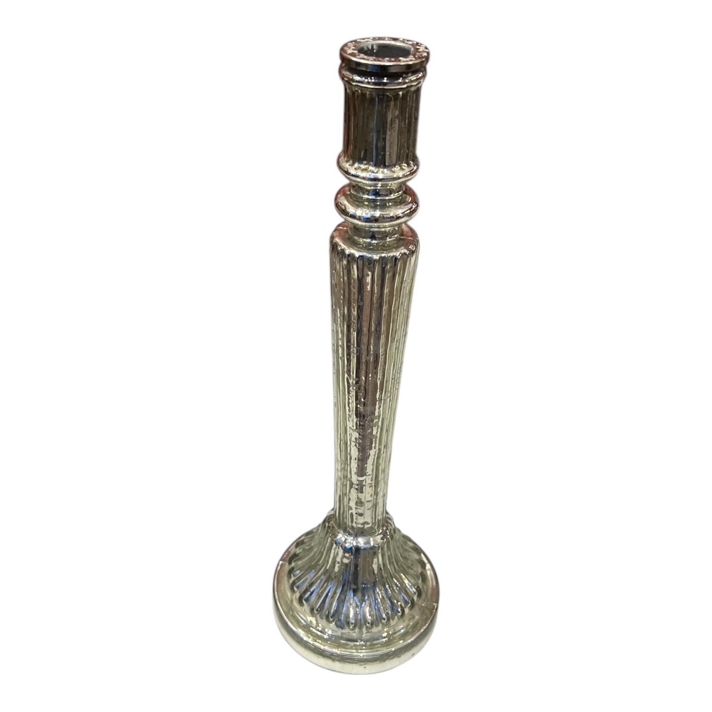 Κηροπήγιο Γυάλινο Ασημί 10.5x10.5x36cm GE-22302563